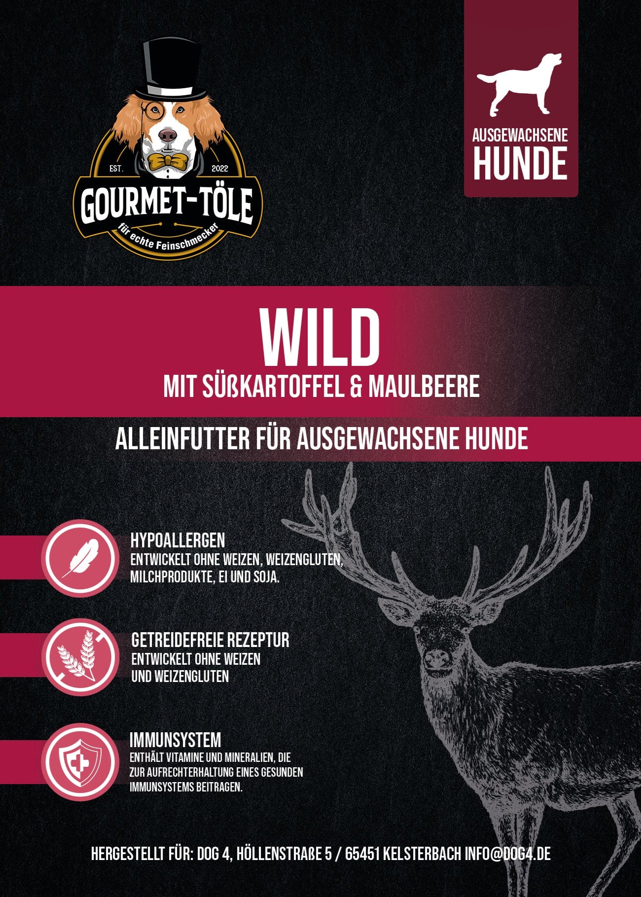 Wild mit Süßkartoffel & Maulbeere