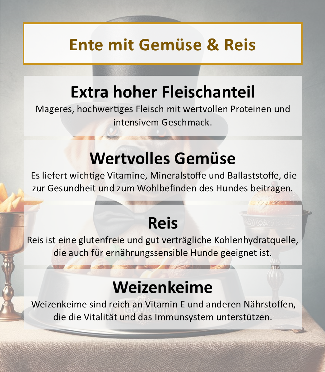 Ente mit Gemüse und Reis (Hypoallergen)