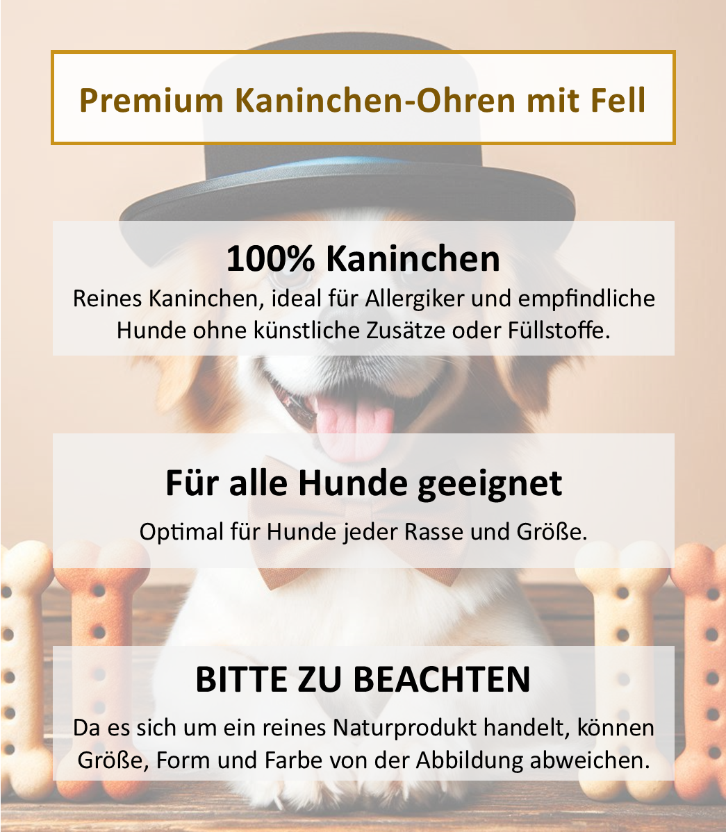 Premium Kaninchen-Ohren mit Fell