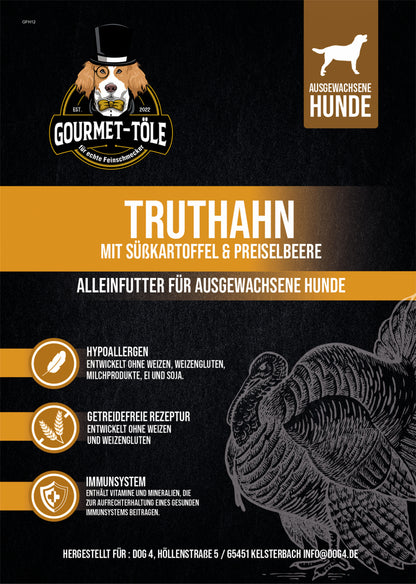Produktetikett von Gourmet-Töle Truthahn Trockenfutter