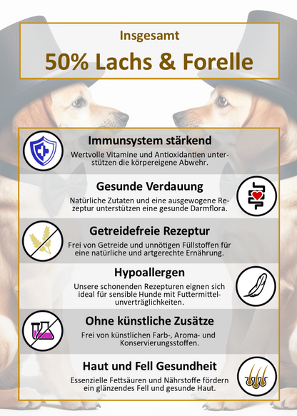 Infografik zu Gourmet-Töle Lachs mit Forelle Trockenfutter