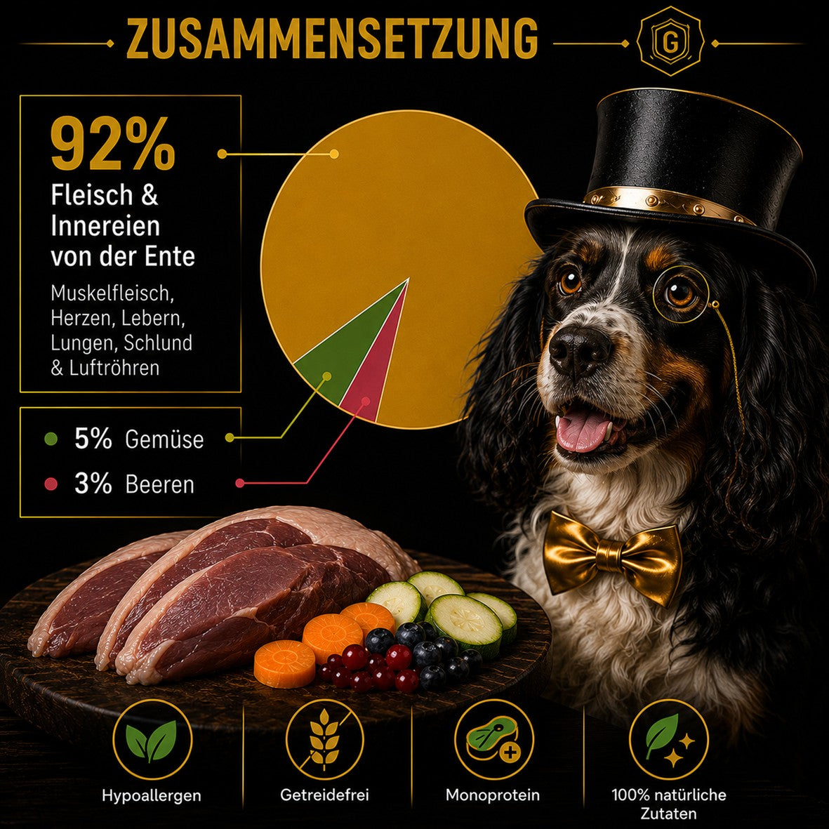 Ente mit Gemüse und Reis (Hypoallergen)