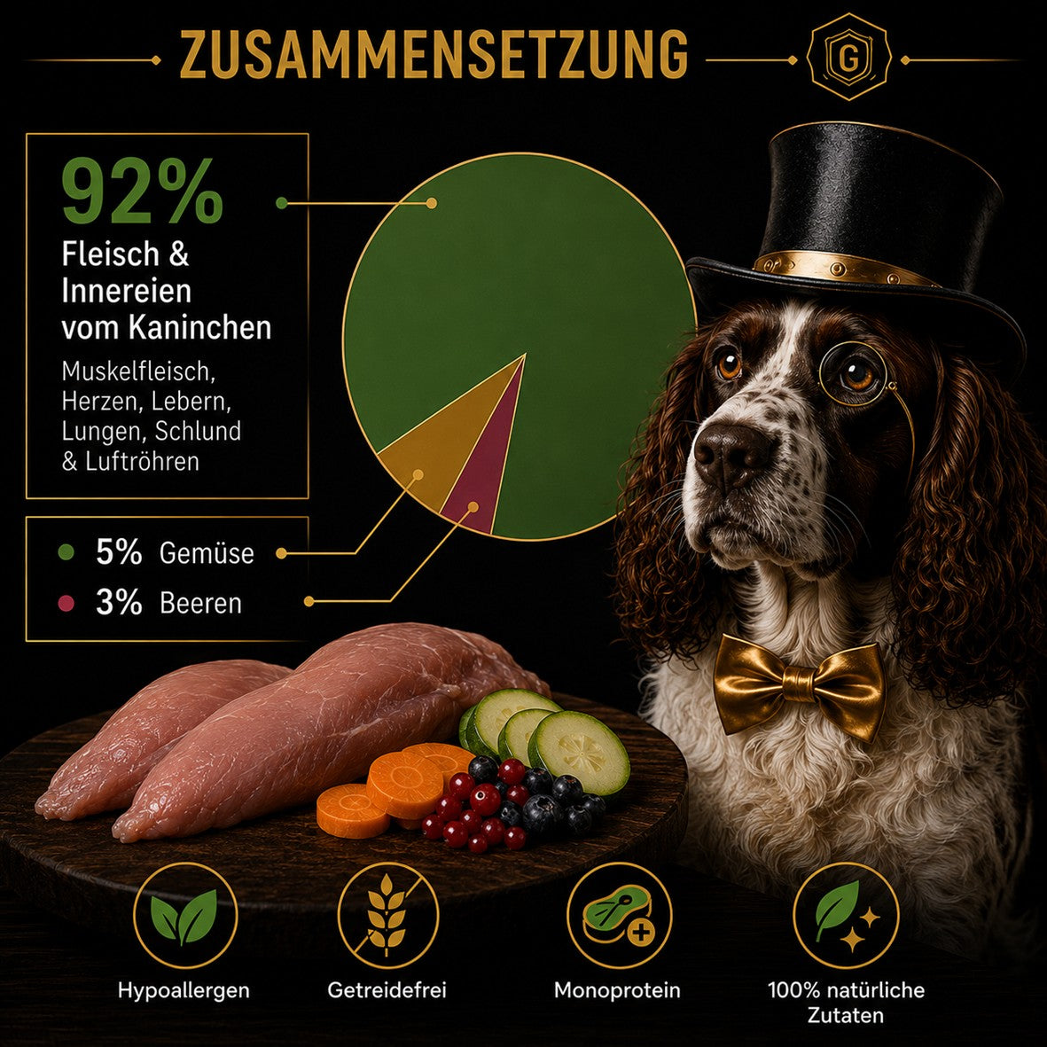 Kaninchen mit Gemüse & Beeren (Hypoallergen)