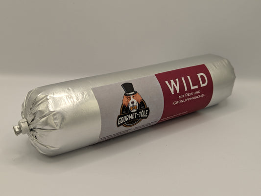 Wild mit Reis und Grünlippmuschel Wurst 400g