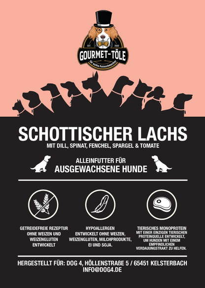 Produktetikett von Gourmet-Töle Schottischer Lachs Trockenfutter